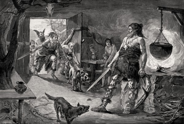 Attack on a Germanic home, early middle ages, Great Migration