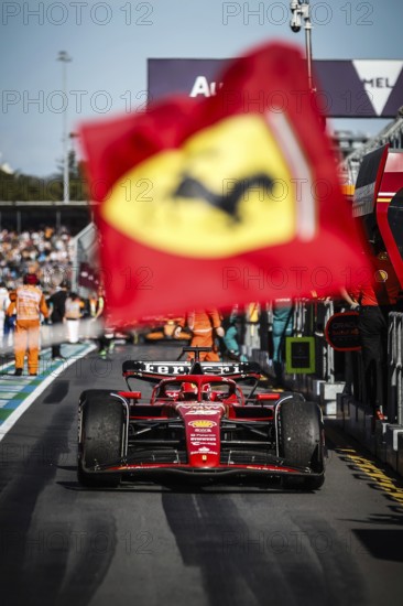 MELBOURNE, AUSTRALIA, MARCH 24: Charles LeClerc of Monaco and Scuderia Ferrari returns to the pits