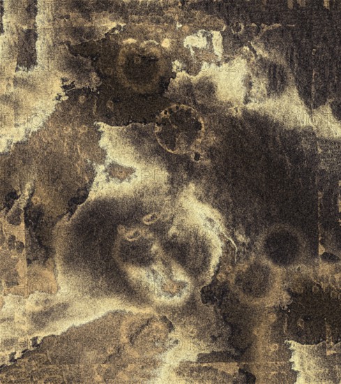 Intricate abstract artwork in sepia tones featuring complex patterns with a mix of dark and light