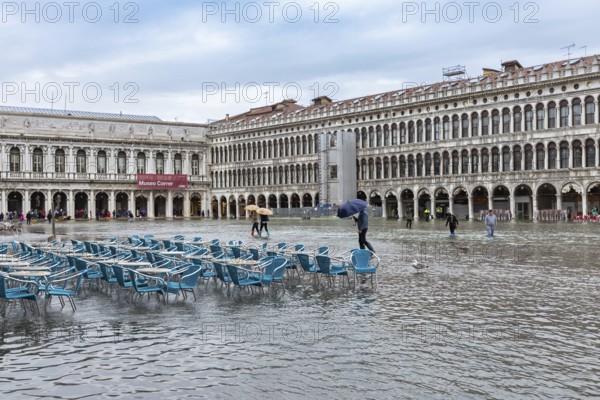 Flood, Acqua Alta, on St Mark's Square in Venice on 11 November 2019