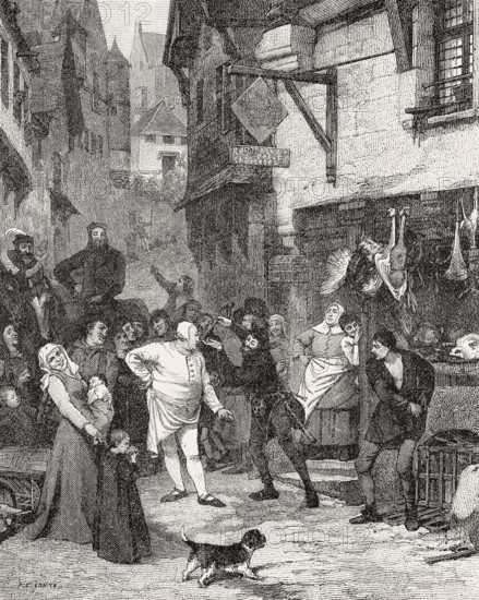 Scene at rue aux Ours, Paris, France, Middle Ages, Europe