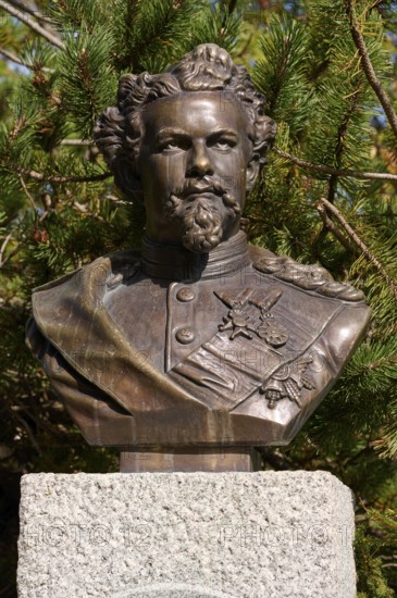 Bust of King Ludwig II of Bavaria, Herzogstand, Walchensee, Kocheler Berge, Bavarian Prealps, Upper