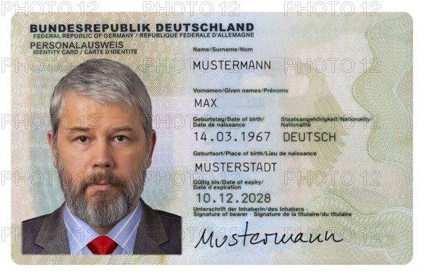 Identity card Federal Republic of Germany with name Max Mustermann