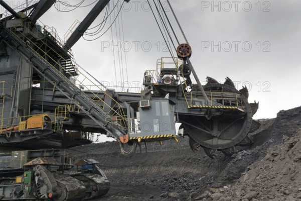 Coal mining in rainy day