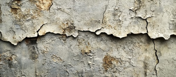 A cracked wall with rough texture in earthy tones, giving a rustic appearance, AI generated