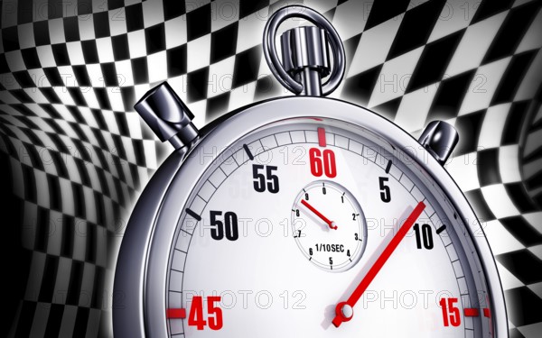 high resolution rendering of a stop watch with a race background