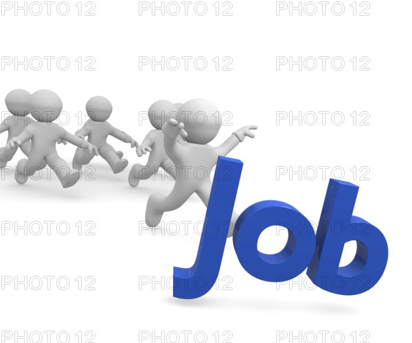 3d men running and searching new jobs