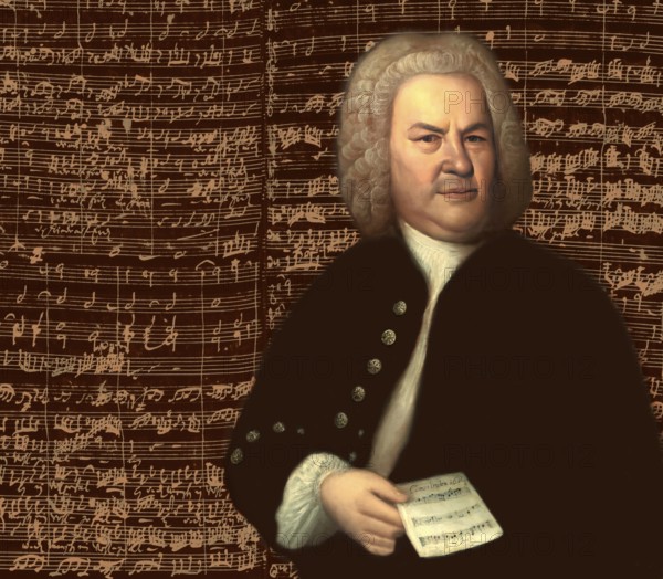 Johann Sebastian Bach, 1685, 1750, German composer, digital edited according to a painting by Elias