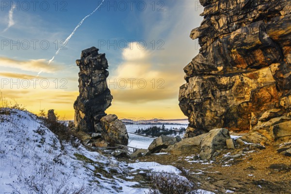 Devil's Wall Harz near Thale Neistedt in winter