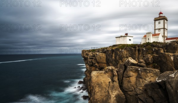 Peniche, Portugal - 6 April, 2022: view of the Cabo Carvoeira lighthouse in Peniche