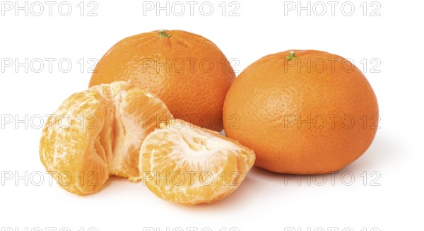 Ripe mandarines isolated on white background
