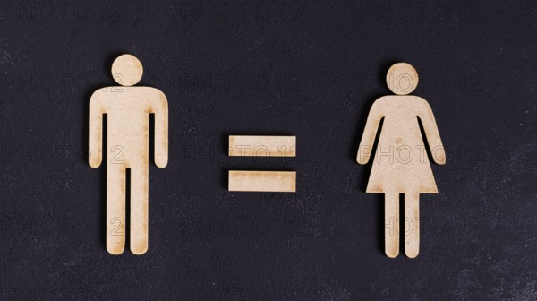 Man woman equal rights black background