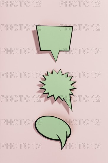 Row blank speech bubbles pink background
