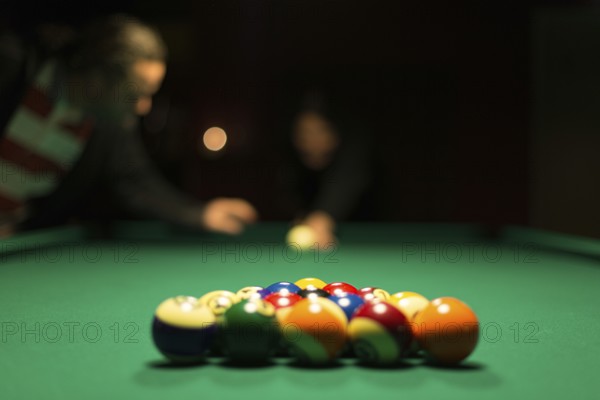 Racked and ready billiards balls