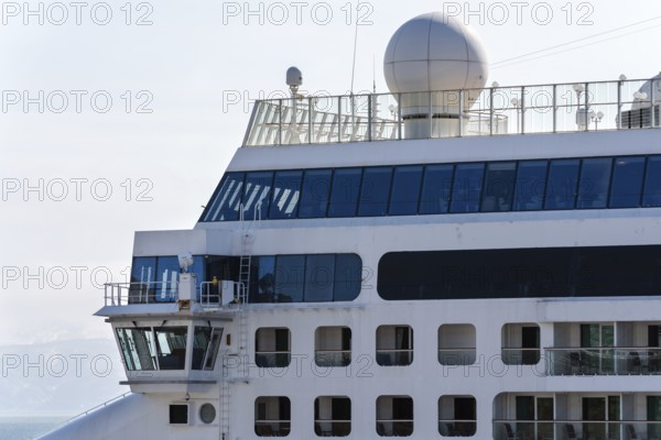 PACIFIC OCEAN, KAMCHATKA PENINSULA, RUSSIAN FAR EAST, 10 MAY, 2019: Upper deck of Passenger