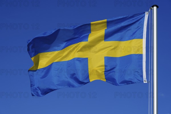 Swedish flag flutters in the wind