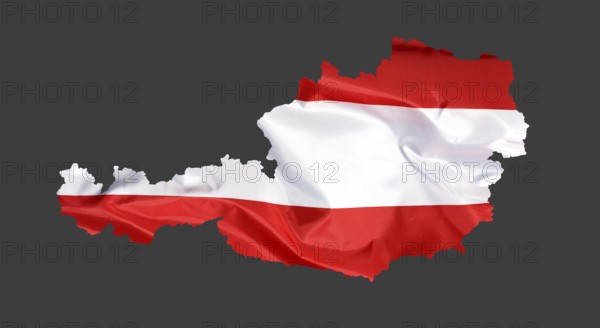 Outline map of Austria designed with the national flag