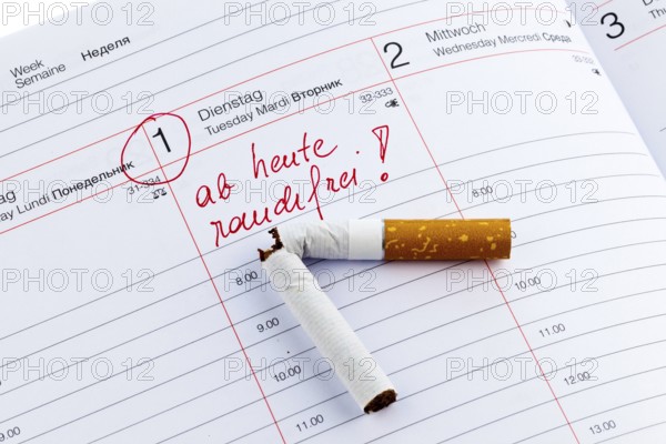Calendar entry, Quit smoking. Good resolution in the calendar to become a non-smoker