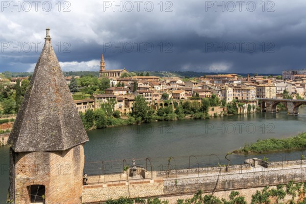 Albi, France, 18 April, 2024: view of the River Tarn and the city of Albi in southern France,
