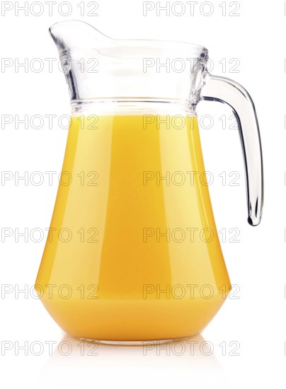 Jug of orange juice isolated on white background