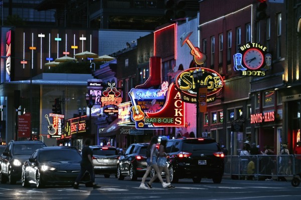 Neon signs on Broadway, Nashville, Tennessee, United States of America