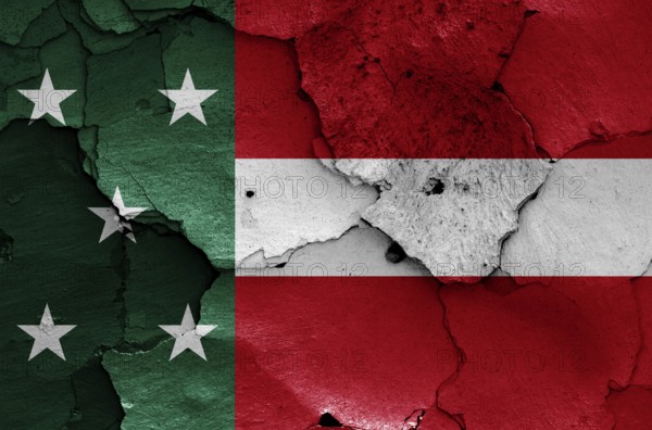 Flag of Republic of Yucatan painted on cracked wall