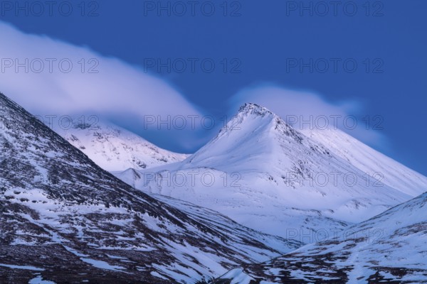Evening atmosphere in the Acre Massif, Stora Sjöfallet National Park, Laponia World Heritage Site,