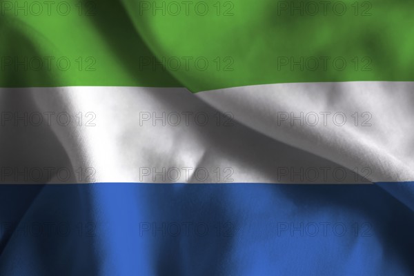 A ruffled fabric flag of Sierra Leone