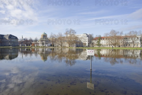 Eckensee in the castle park, castle, park, municipal park, Stuttgart, Germany, Europe