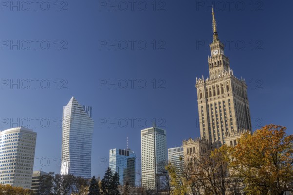 Warsaw skyline with the Skylight of Zlote Tarasy, Zlota 44, Rondo 1, the InterContinental Warsaw