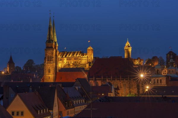 Panoramic view of Nuremberg's old town and the Imperial Castle, Germany, Europe