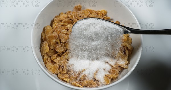 Sugar Poured on a Bowl of Cereals