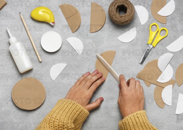 Step 2 Fold all the circles in half. Making honeycomb balls for Christmas. Handicrafts with
