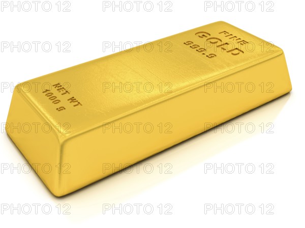 Gold ingots on a white background