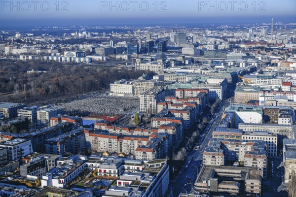 Aerial view, Chancellery, Reichstag, Brandenburg Tor, Holocaust Memorial, Wilhelmstraße,