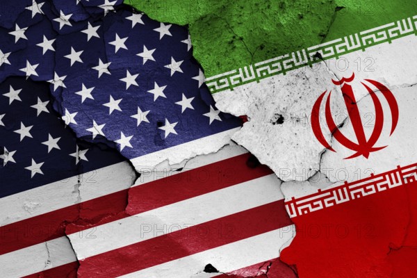 Flags of USA and Iran