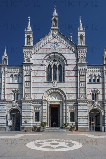 Neogothic Sanctuary of Nostra Signora di Montallegro at the top of a hill over the village of