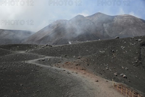 View of the slopes of Mount Etna at the island Sicily, Italy, Europe