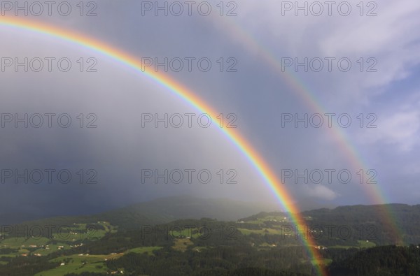 Double rainbow over the Inn Valley, Hall in Tyrol, Inn Valley, Tyrol, Austria, Europe