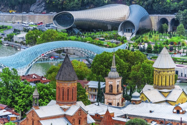 TBILISI, GEORGIA - NOV 2, 2018: Panoramic view of Tbilisi, Georgia. Cityscape