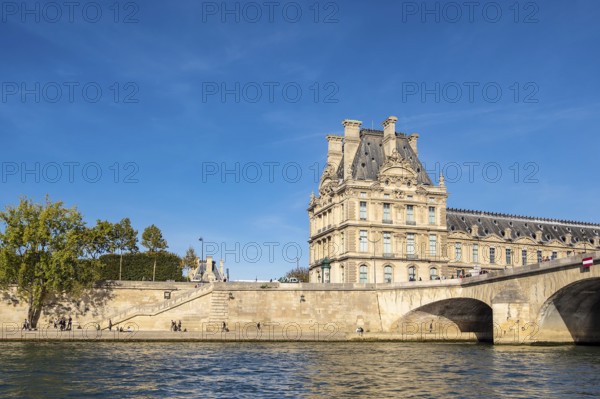 View of buildings on the Seine in Paris, France, Europe