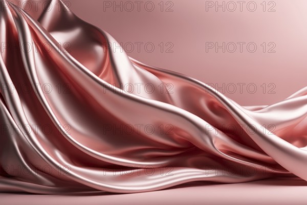 Smooth pink silk fabric flowing elegantly with a shiny surface, AI generated