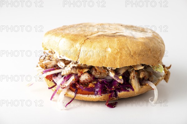 Closeup of a doner kebap in pita bread