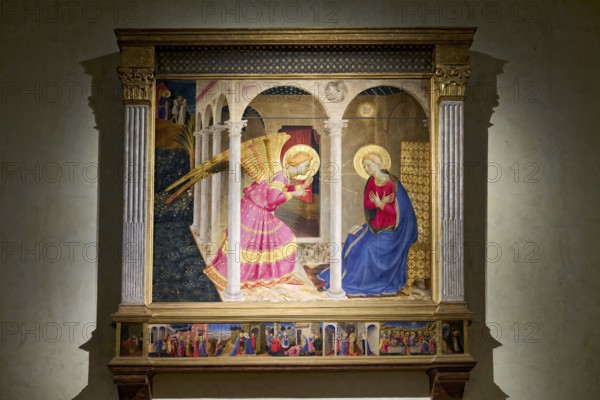 Cortona Arezzo Tuscany Italy. The Annunciation of Cortona is a panel-painting altarpiece or retable