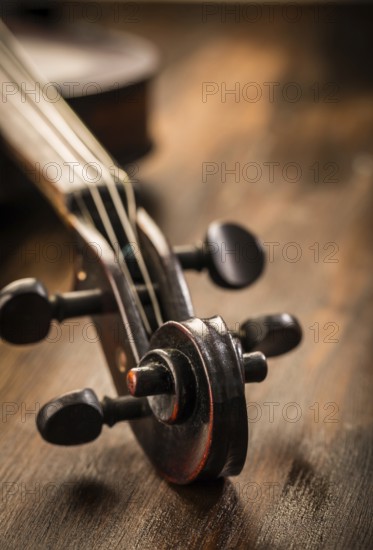 Violin in vintage style on wood background