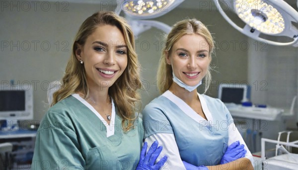 AI generated, RF, woman, woman, doctor, doctor, two, 30-35, years, attractive, attractive, doctor's
