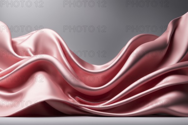 Pink silky fabric flowing elegantly with a smooth and shiny texture, AI generated