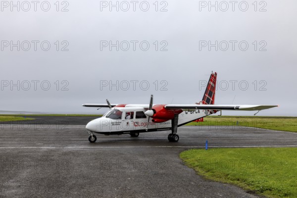 Small aircraft, Britten-Norman Islander, christened Earl Thorfinn - The Mighty, registration GBPCA,