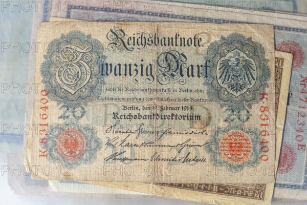 Historical banknote, Reichsbanknote, 20 Mark from 1914, German Reich, Germany, Europe
