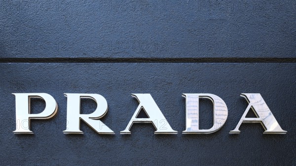 Logo of the Prada brand, Roermond, Netherlands